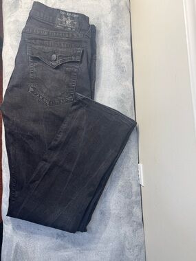 True Religion Ricky Relaxed Straight Jeans - Black Tonal - Size 36 - Like New